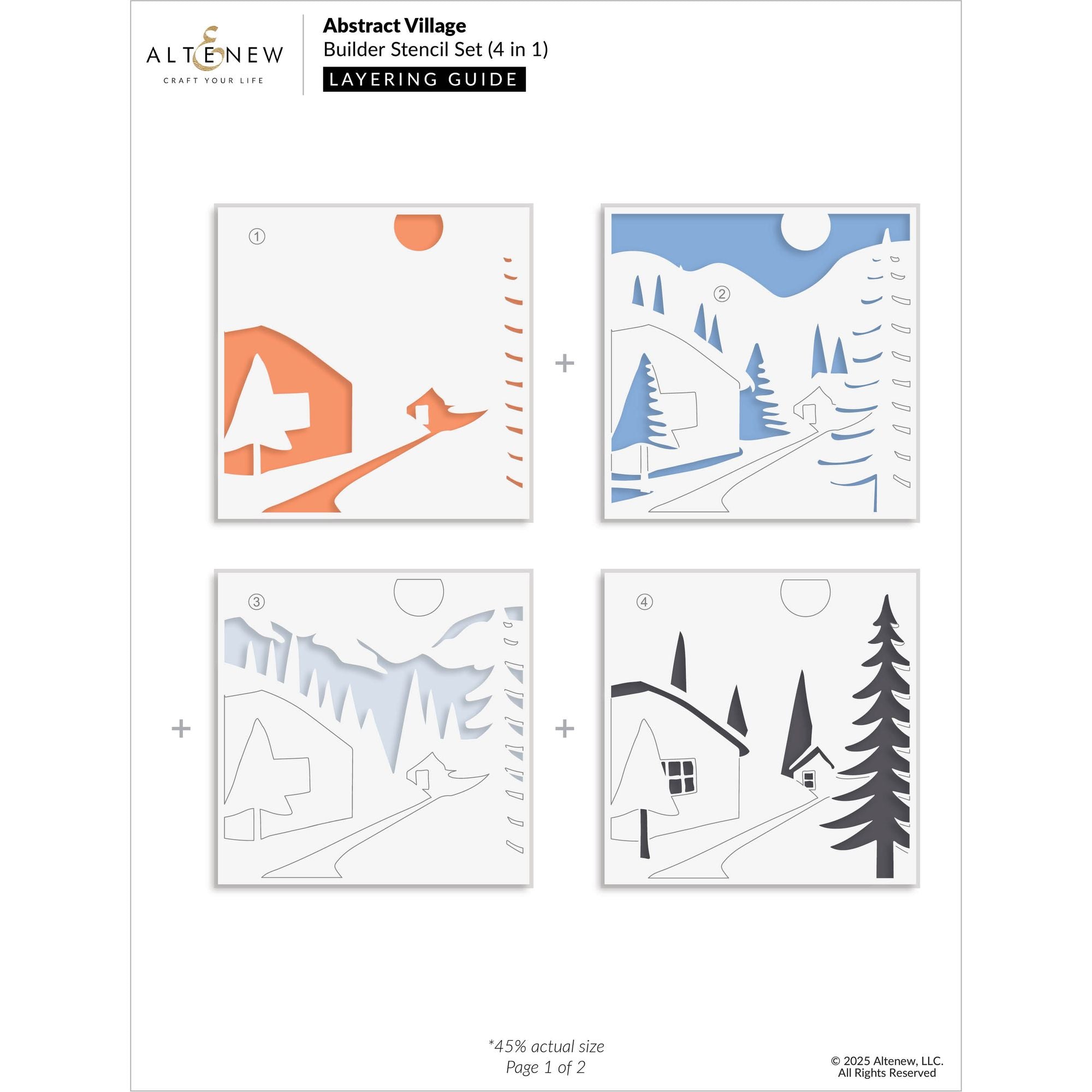 Altenew Abstract Village Builder Stencils alt10908 layering guide