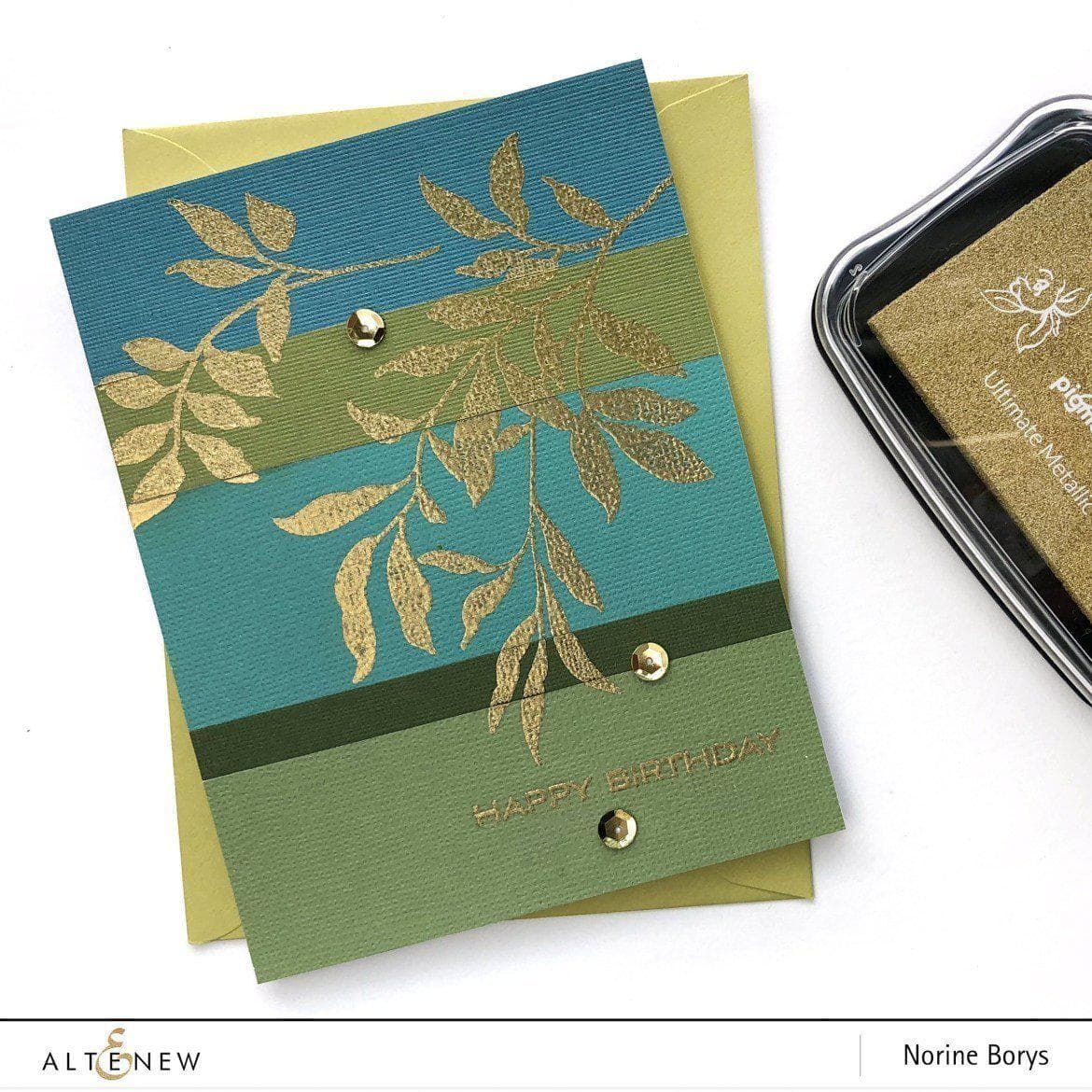 Altenew Antique Gold Pigment Ink Pad alt2653 happy birthday
