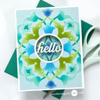 Altenew Arabesque Medallion Stamp Die Folder and Stencil Set greens and blues
