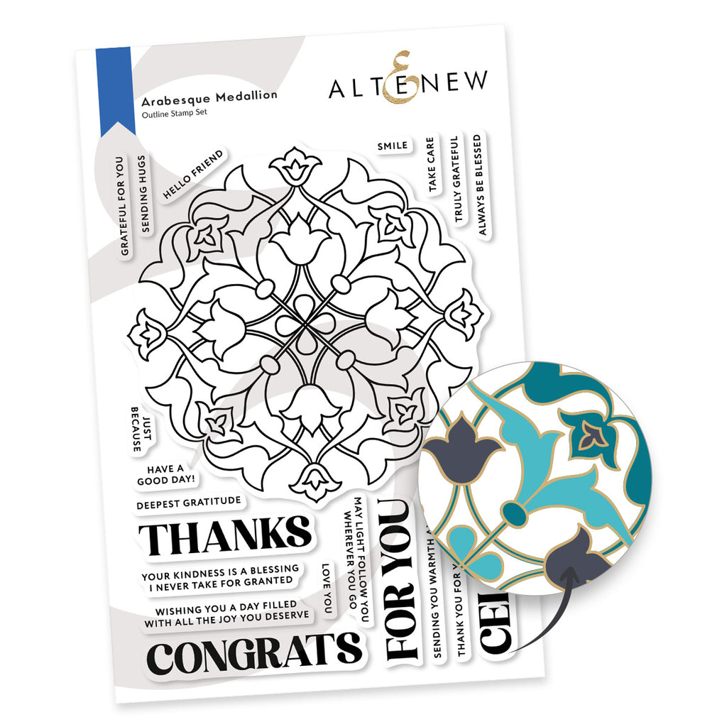 Altenew Arabesque Medallion Stamp Die Folder and Stencil Set image 1