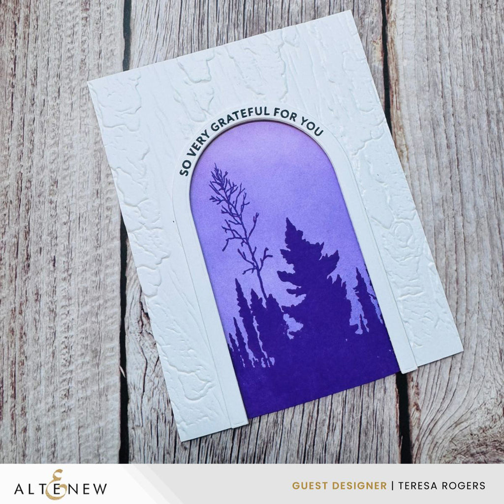 Altenew Arched Sentiments Clear Stamp and Nesting Arches Die Set grateful for you card