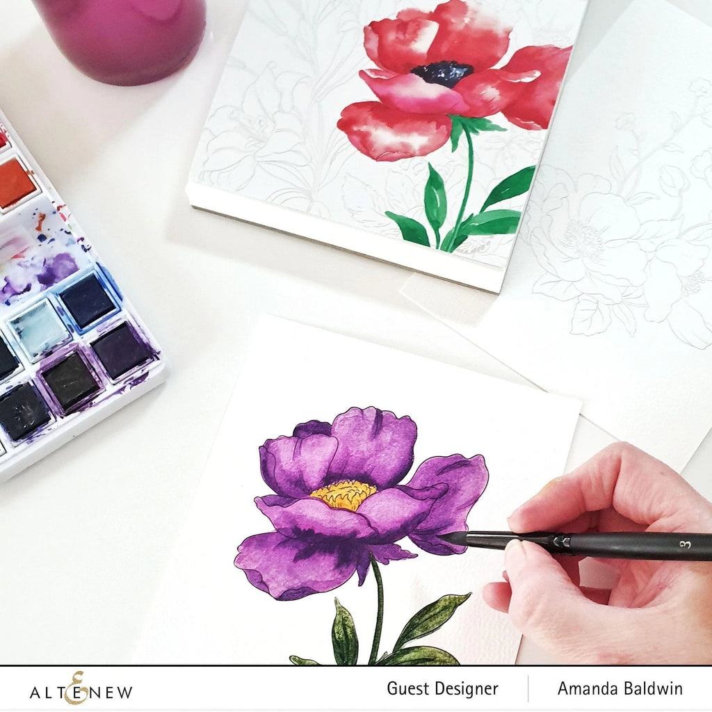 Altenew Artists Watercolor Brushes Round alt4414 flowers