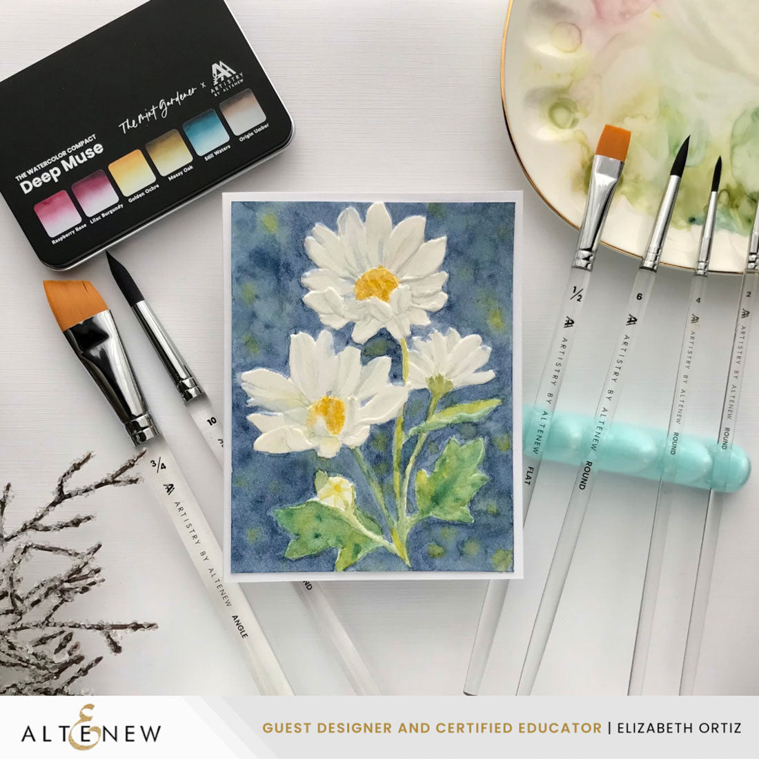 Altenew Artists Watercolor Foundation Brush Set alt10812 watercolor daisies