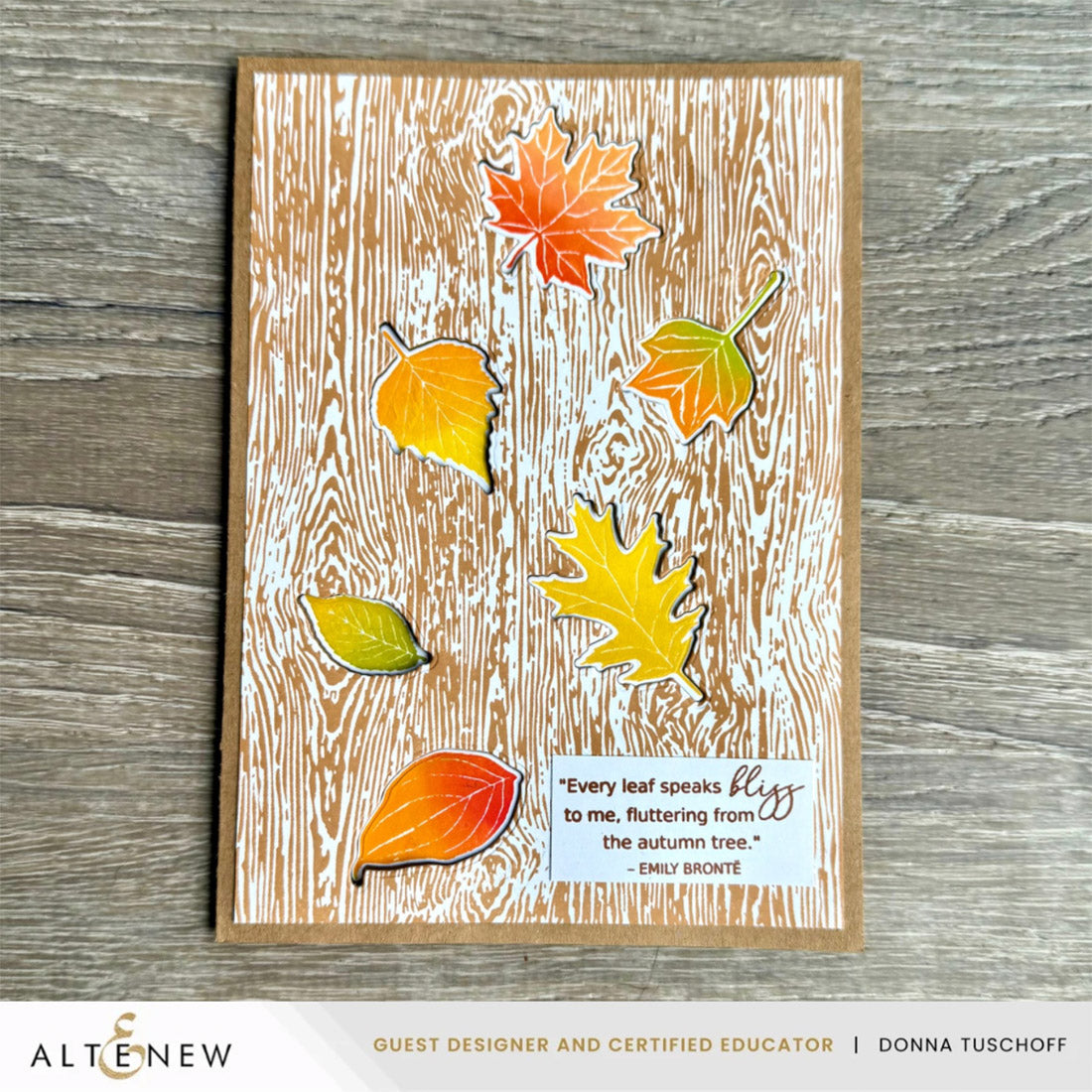 Altenew Autumn Whispers Clear Stamp and Die Set woodgrain