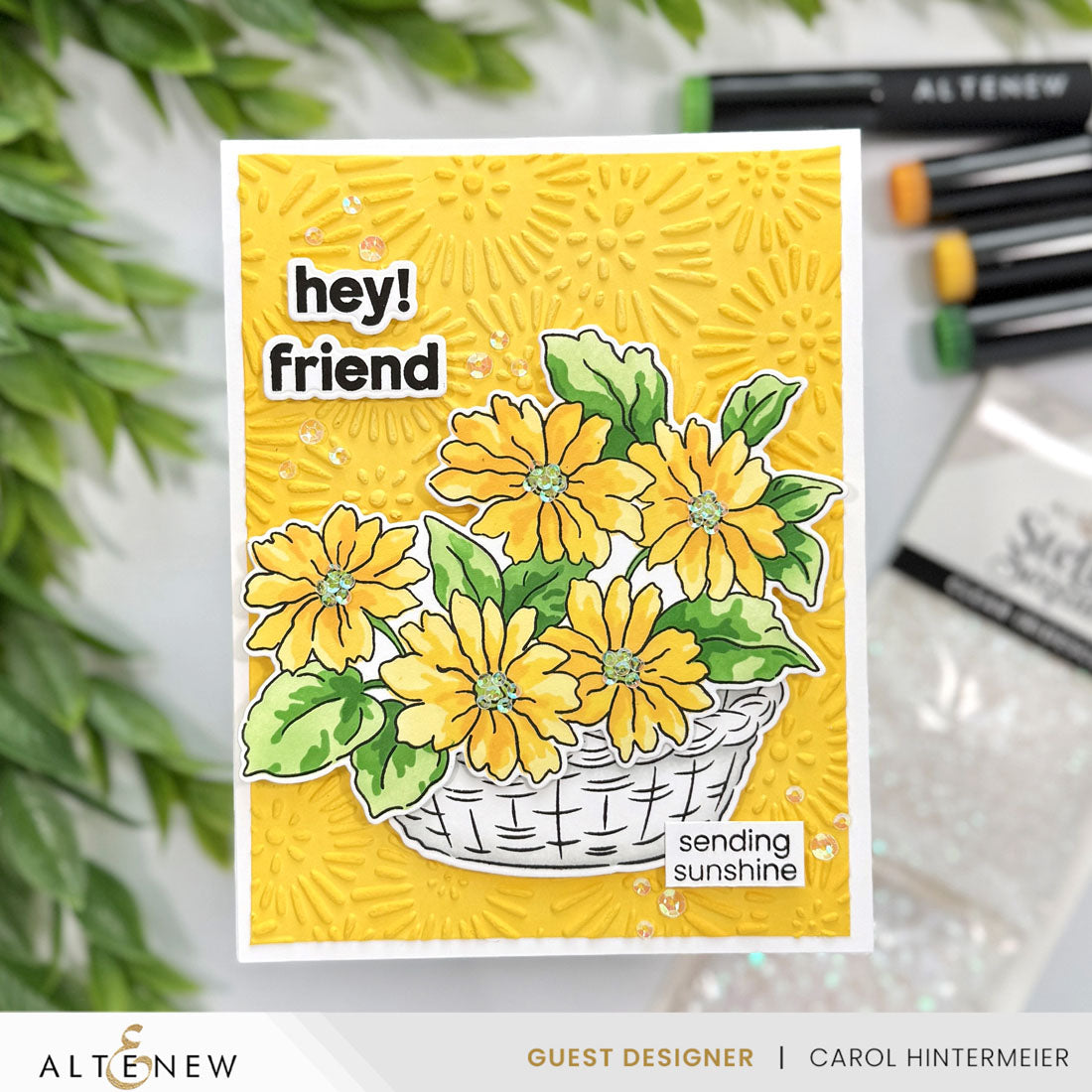 Altenew Batik Blooms 3D Embossing Folder alt10873 yellow