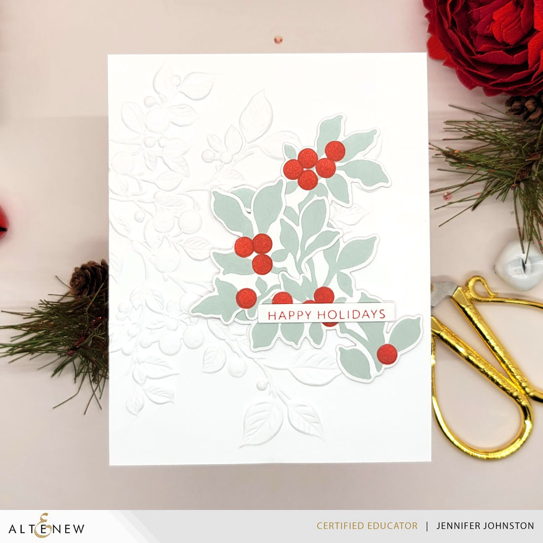 Altenew Berry Whisper Press Plate and Die Set happy holidays
