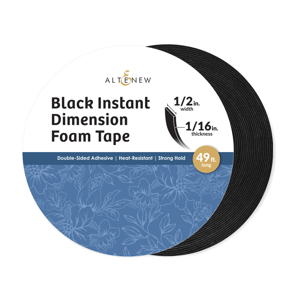 Altenew Black Instant Dimension Foam Tape 1/16 in x 1/2 in x 15m alt11275