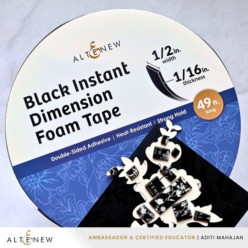 Altenew Black Instant Dimension Foam Tape 1/16 in x 1/2 in x 15m alt11275 image 2