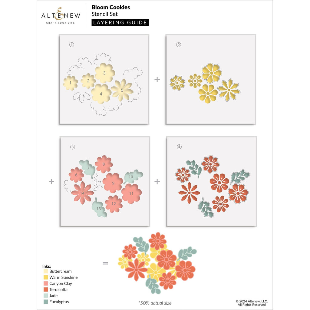 Altenew Bloom Cookies Layering Stencils alt10363 layering guide