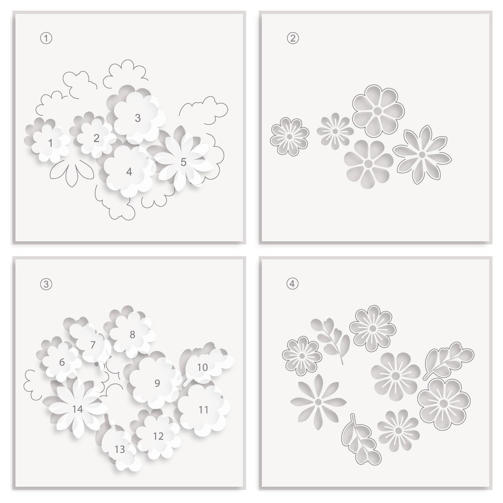 Altenew Bloom Cookies Layering Stencils alt10363 layering order