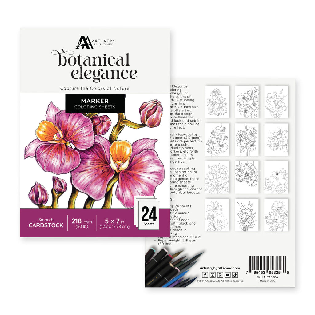 Altenew Botanical Elegance Capture the Colors of Nature Alcohol Marker Coloring Sheets alt10286
