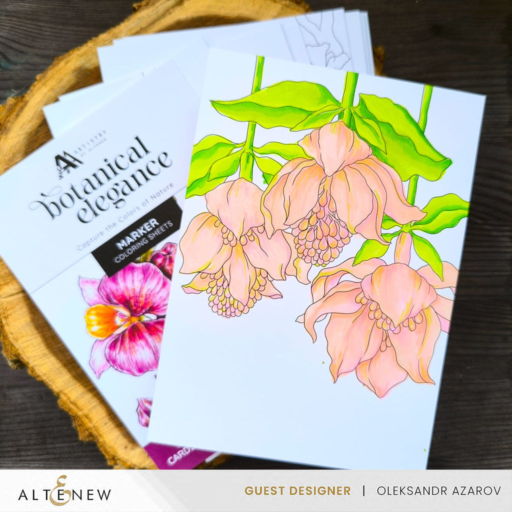 Altenew Botanical Elegance Capture the Colors of Nature Alcohol Marker Coloring Sheets alt10286 flowers