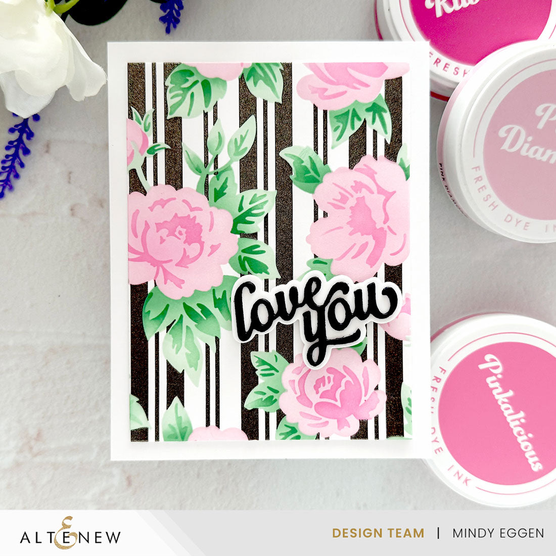 Altenew Botanical Plaid Layering Stencils alt11071 love you