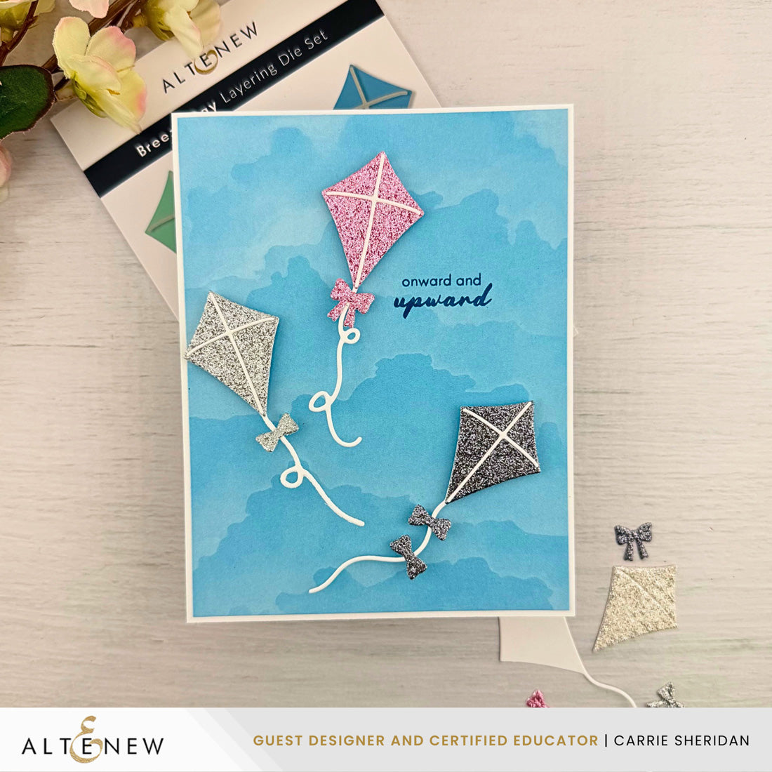 Altenew Breezy Day Layering Dies alt11249 glitter kites card