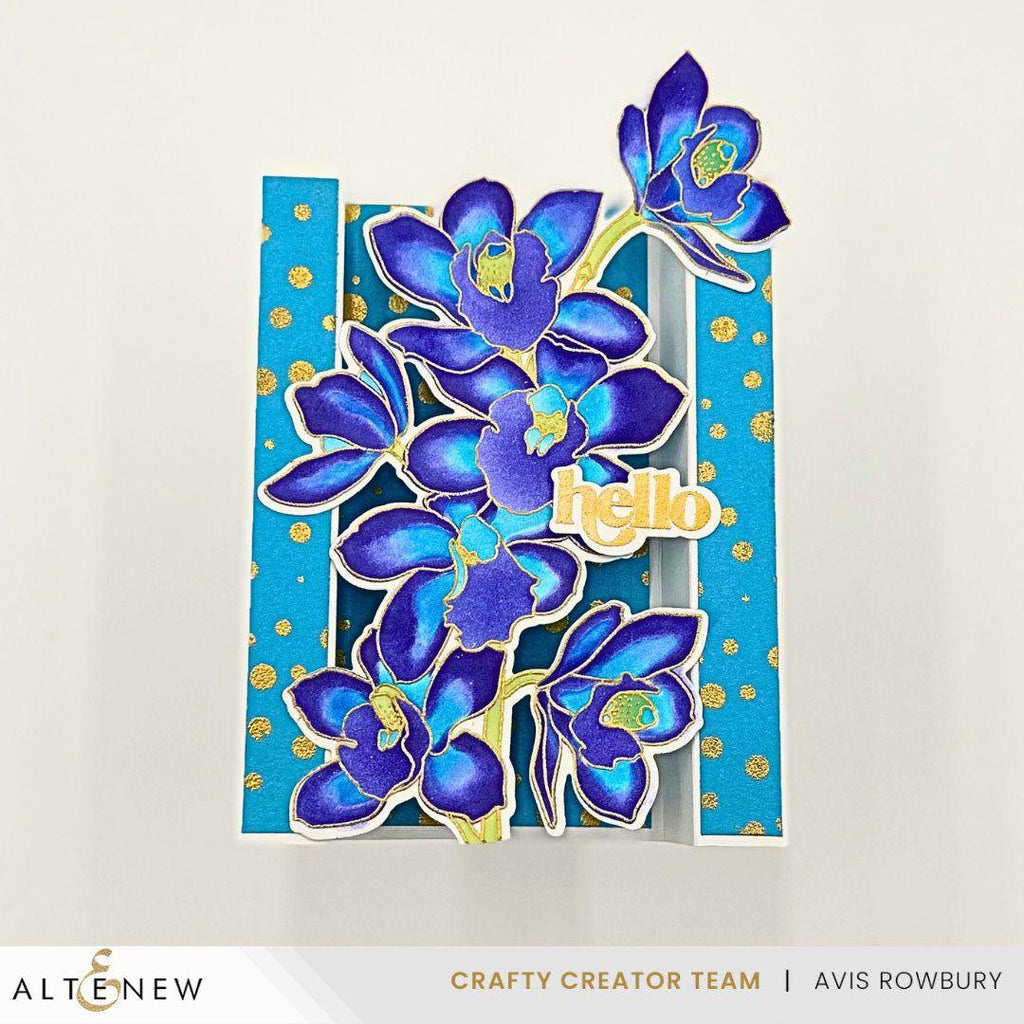 Altenew Build-A-Garden Alluring Orchids and Add-on Die Set vibrant blue