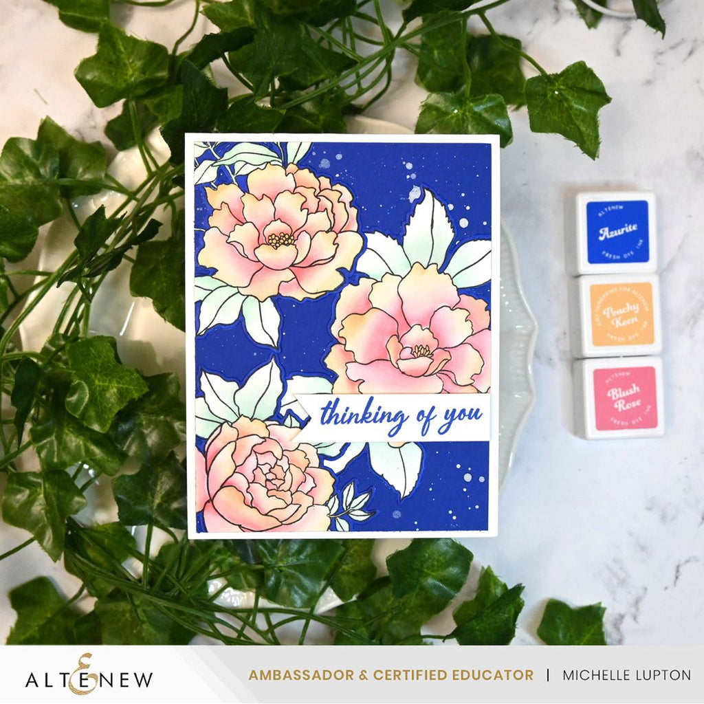 Altenew Build-A-Garden Blossoming Trio Set alt11447bn pink roses thinking of you card