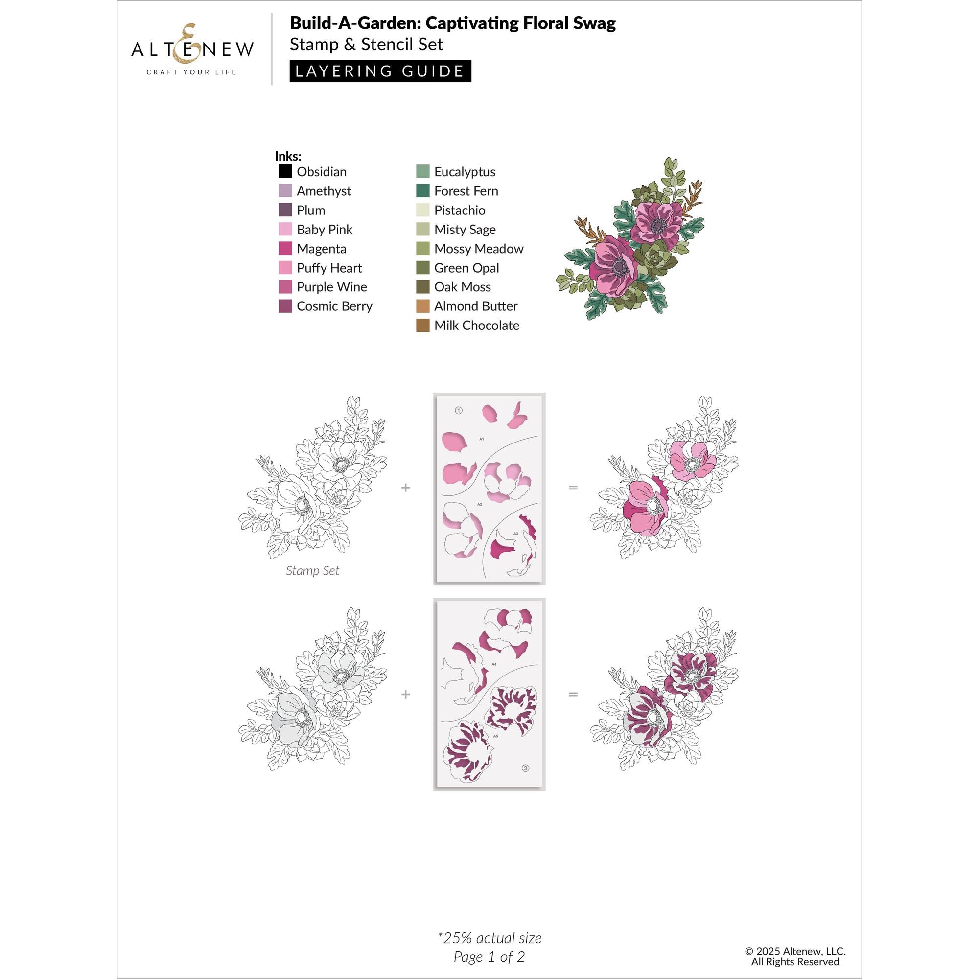 Altenew Build-A-Garden Captivating Floral Swag alt10893bn layering guide
