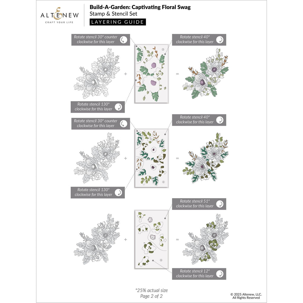 Altenew Build-A-Garden Captivating Floral Swag and Add-on Die Set layering guide