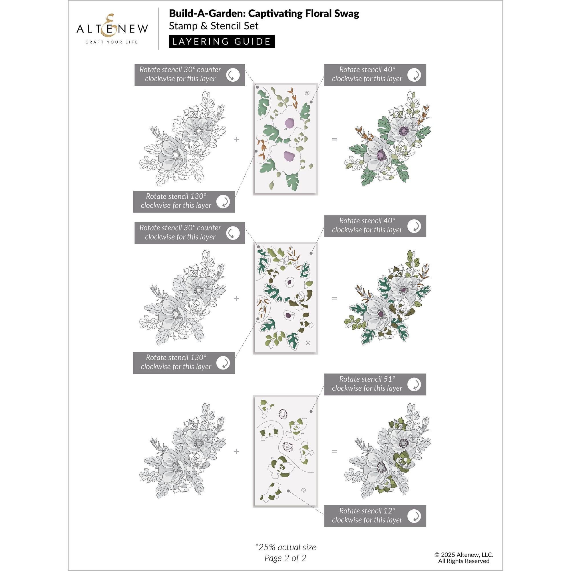 Altenew Build-A-Garden Captivating Floral Swag and Add-on Die Set layering guide