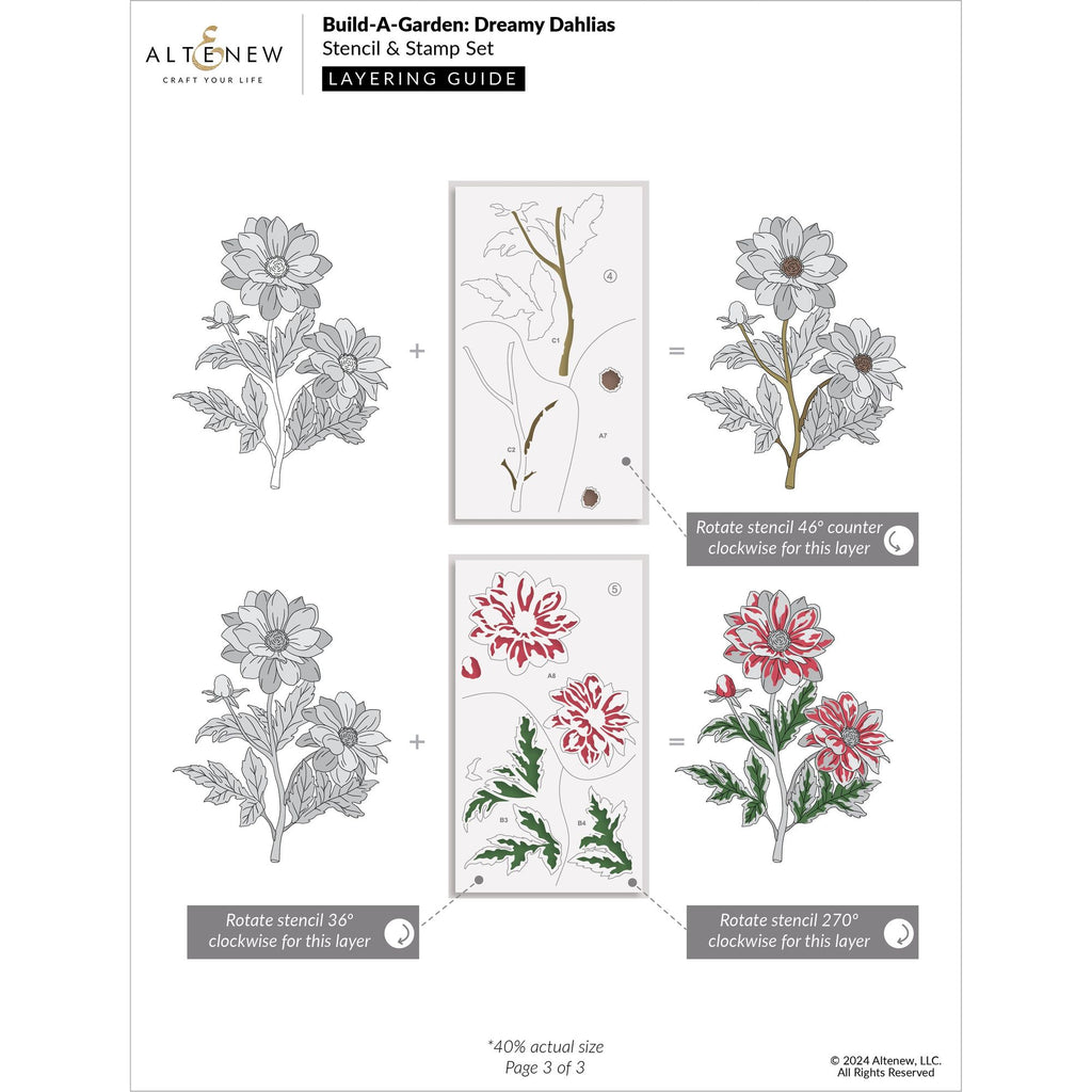 Altenew Build-A-Garden Dreamy Dahlias and Add-on Die Set layering guide