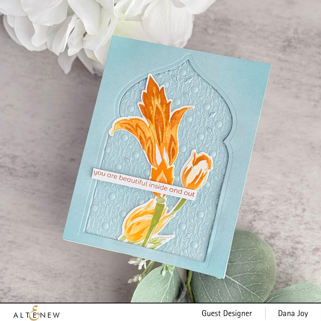 Altenew Build-A-Garden Flourished Flora Add-On Dies alt11327 blue background
