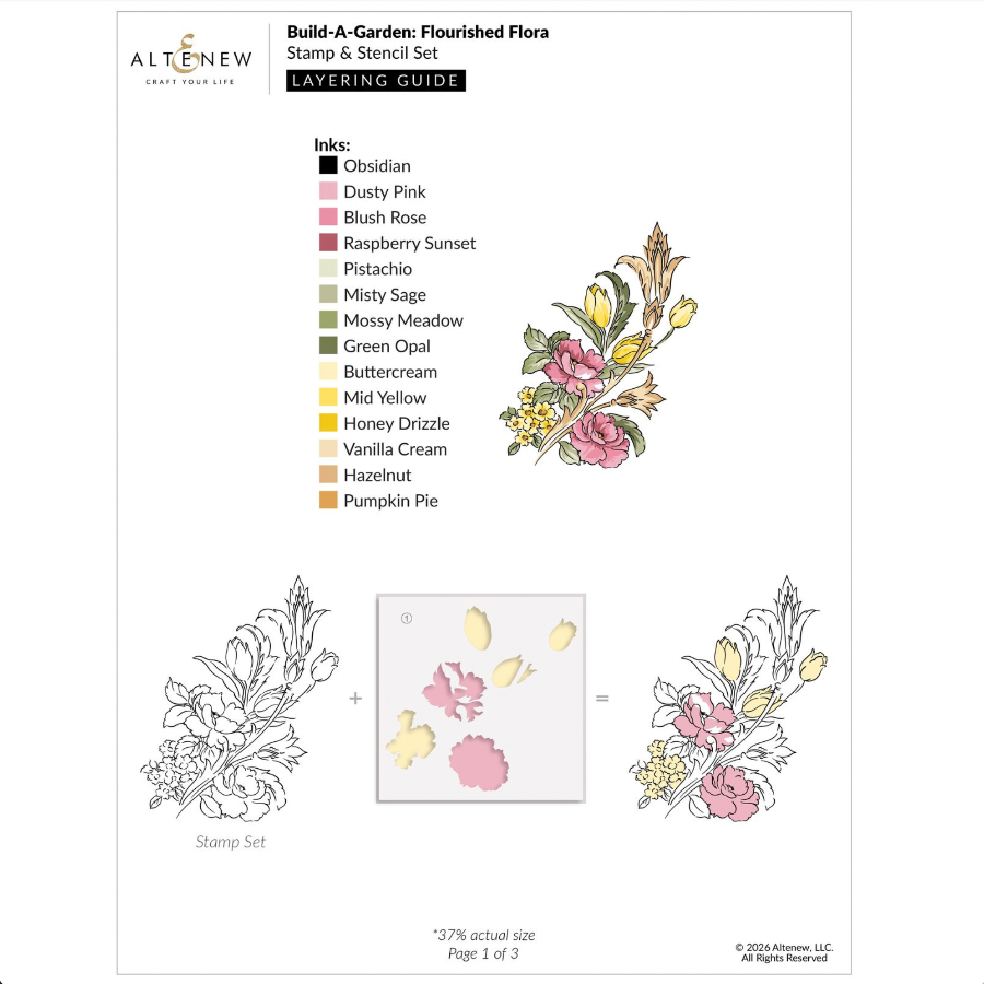Altenew Build-A-Garden Flourished Flora alt11326bn layering guide 1