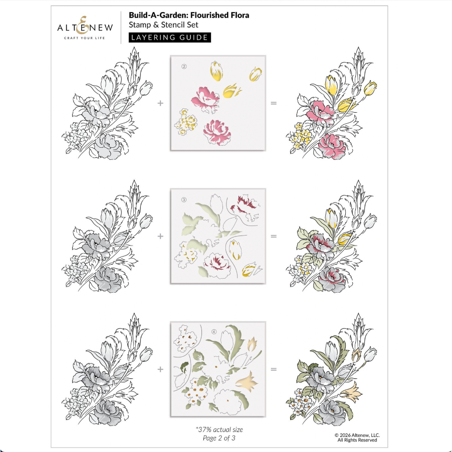 Altenew Build-A-Garden Flourished Flora alt11326bn layering guide 2