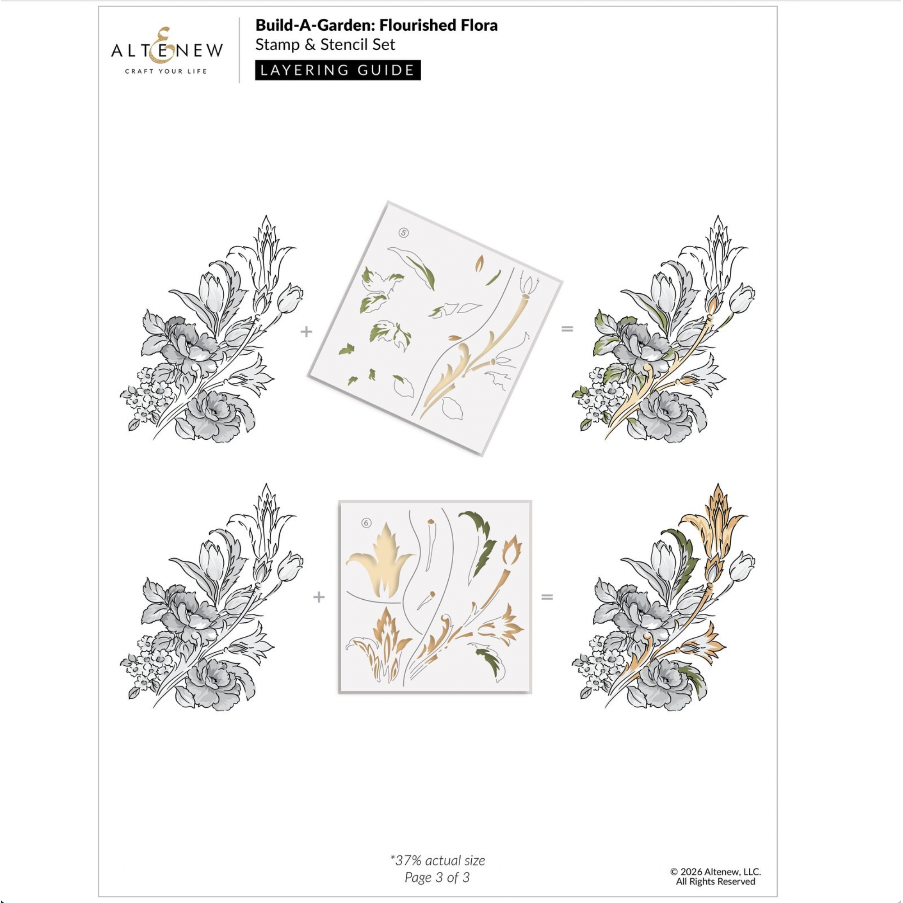 Altenew Build-A-Garden Flourished Flora alt11326bn layering guide 3