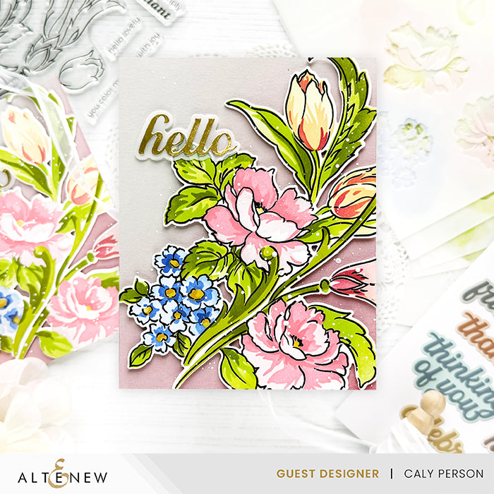 Altenew Build-A-Garden Flourished Flora and Add-On Die Set hello