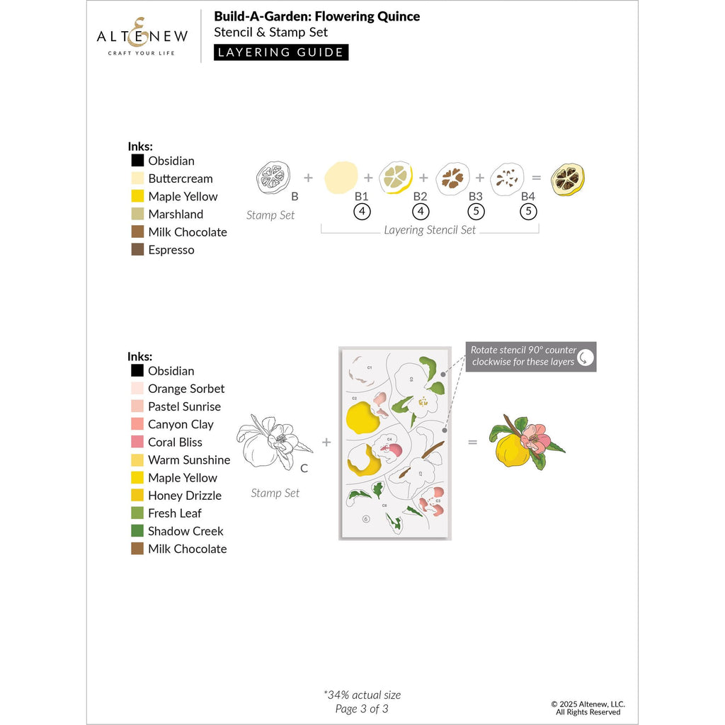 Altenew Build-A-Garden Flowering Quince and Add-on Die Set layering guide 3