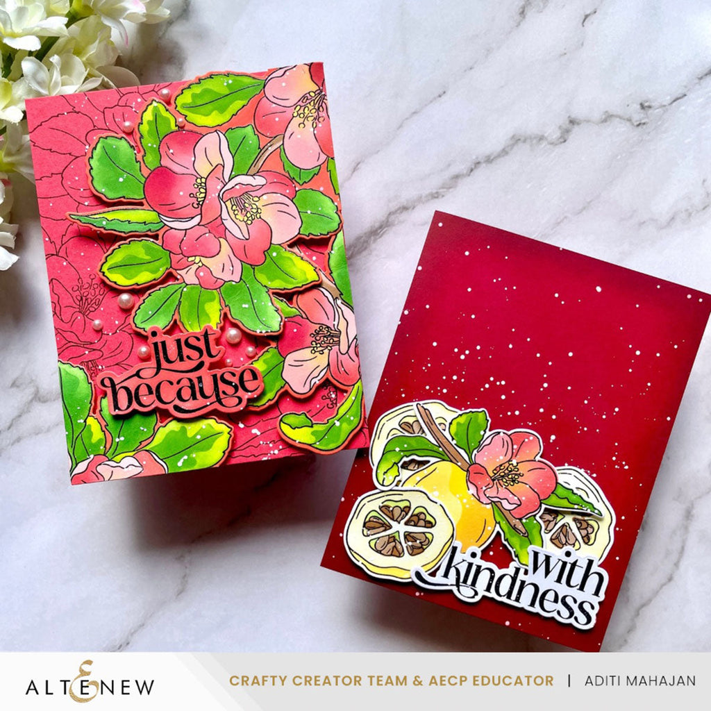 Altenew Build-A-Garden Flowering Quince and Add-on Die Set red