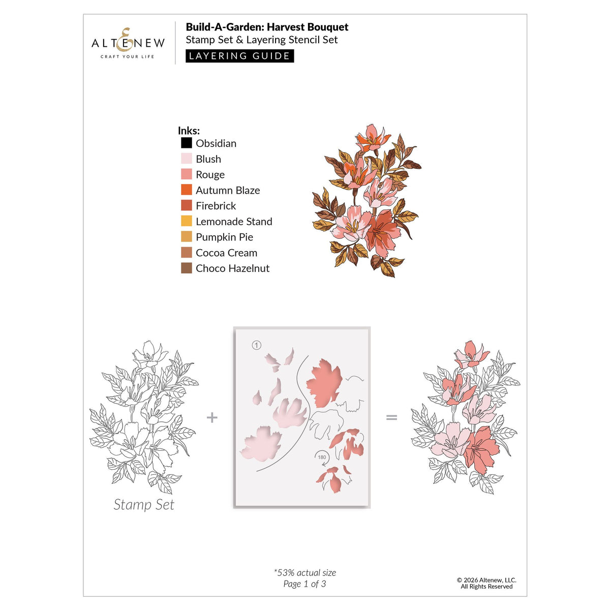 Altenew Build-A-Garden Harvest Bouquet Set alt11558bn layering guide 1
