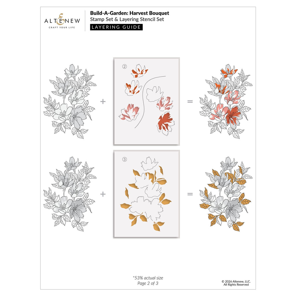 Altenew Build-A-Garden Harvest Bouquet Set alt11558bn layering guide 2