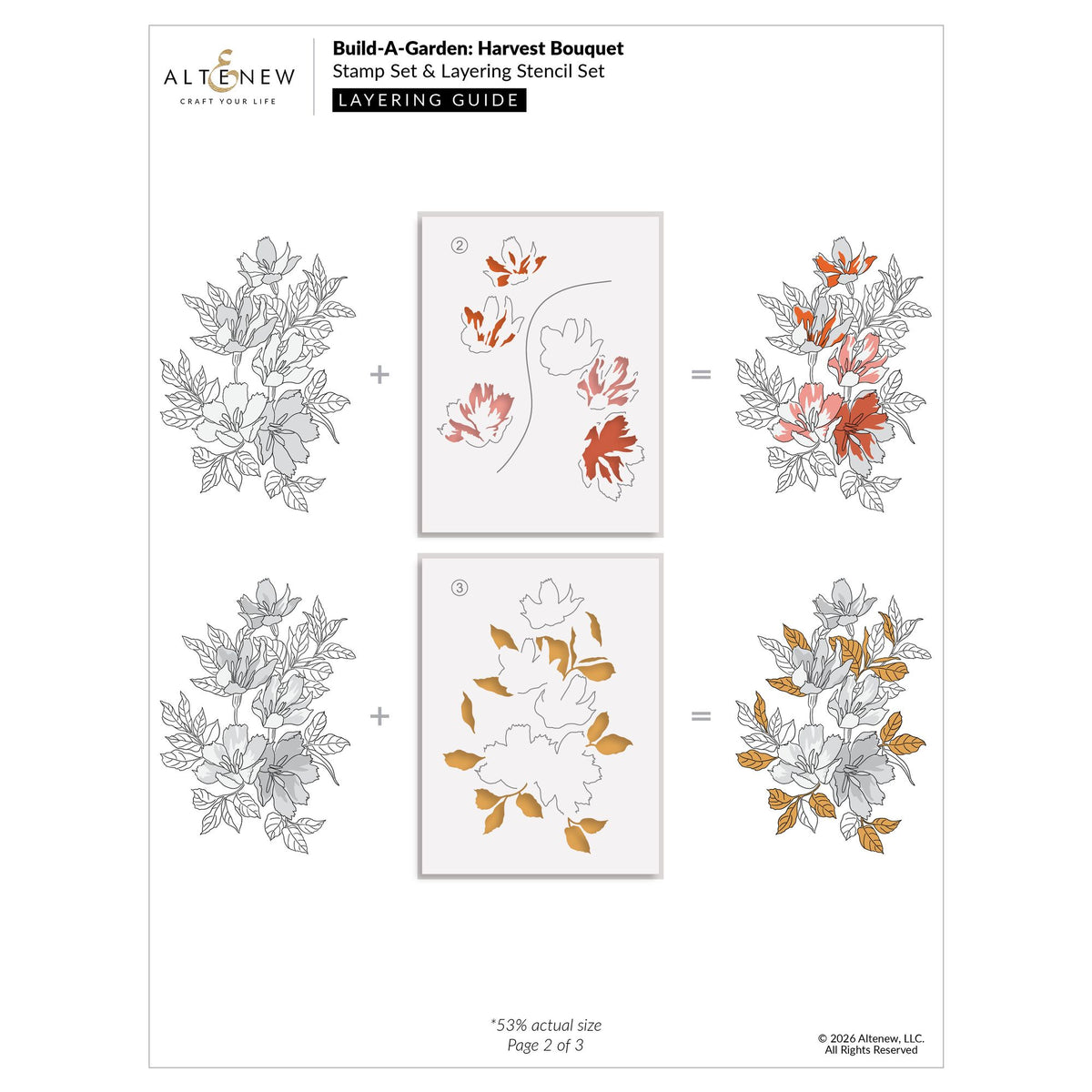 Altenew Build-A-Garden Harvest Bouquet Set alt11558bn layering guide 2