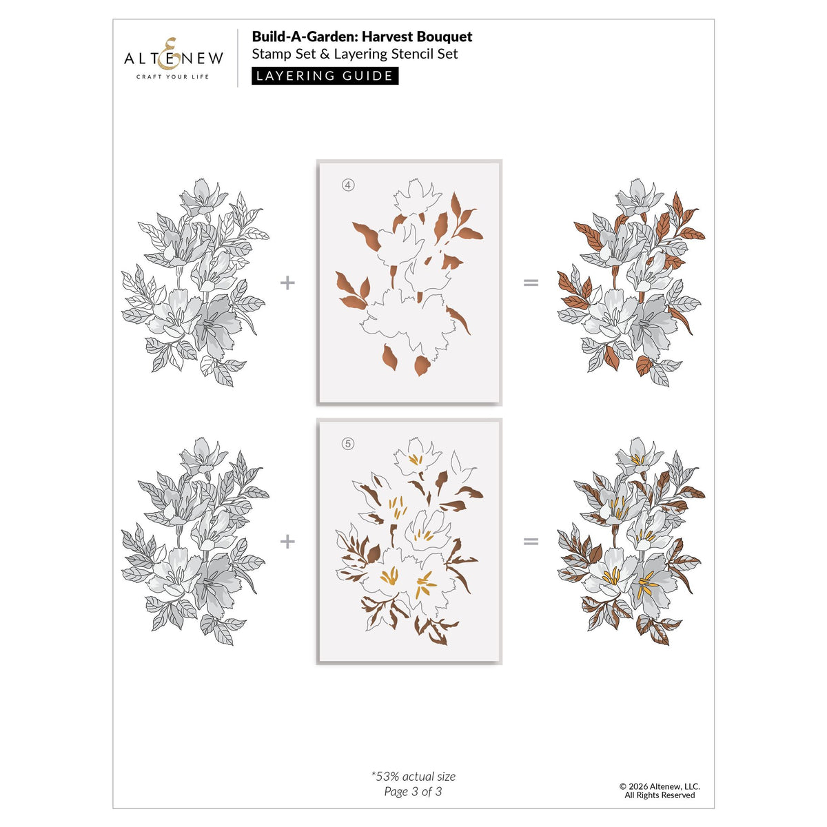 Altenew Build-A-Garden Harvest Bouquet Set alt11558bn layering guide 3
