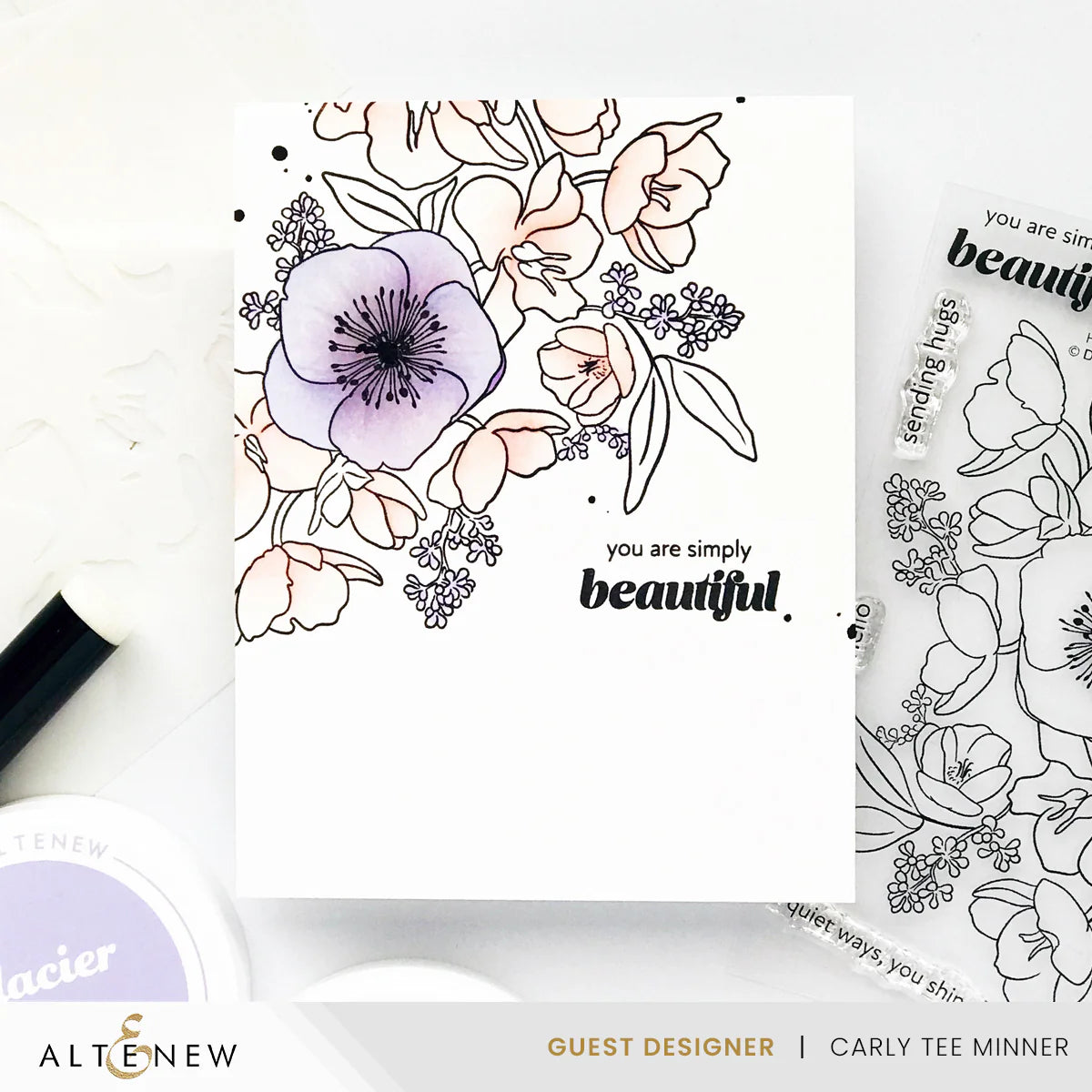 Altenew Build-A-Garden Hellebore Haven and Add-on Embossing Folder Set flowers