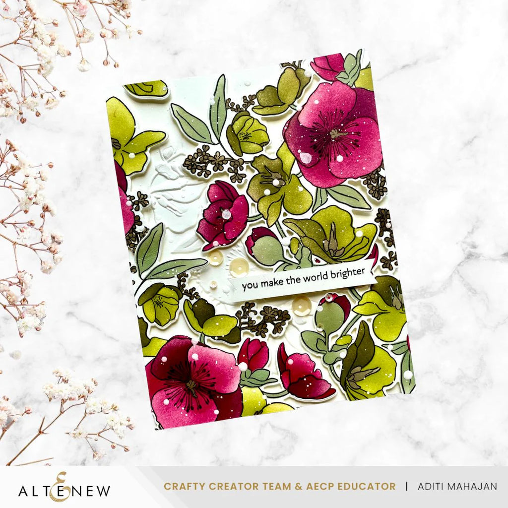 Altenew Build-A-Garden Hellebore Haven and Add-on Embossing Folder Set greenery