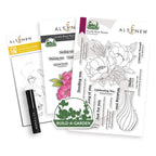 Altenew Build-A-Garden Lovely Rose Peony Clear Stamp Stencil Brush and Add-on Die Set