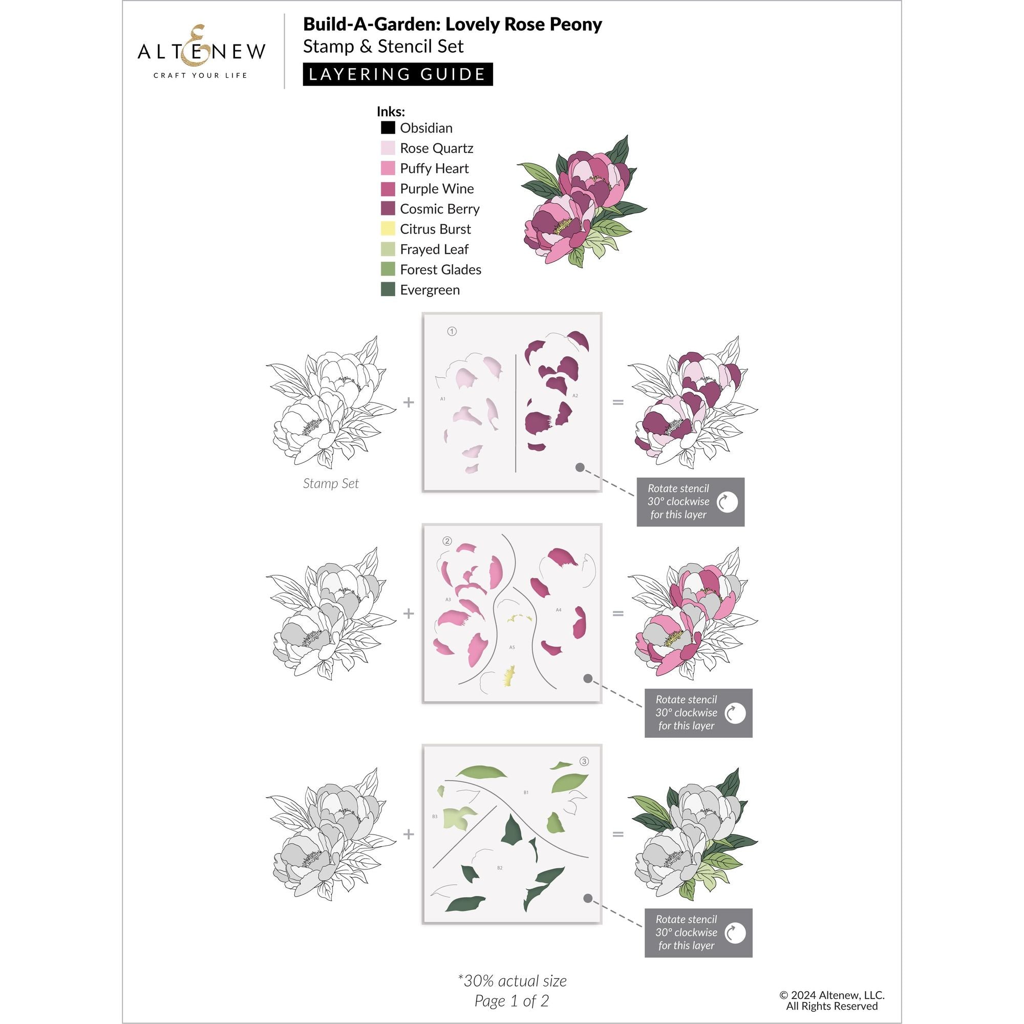 Altenew Build-A-Garden Lovely Rose Peony Set alt10290bn