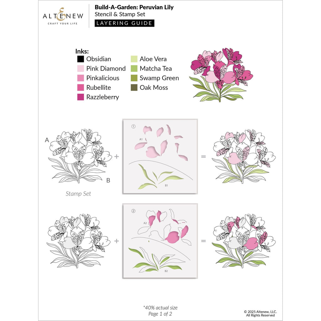 Altenew Build-A-Garden Peruvian Lily Add-On Dies alt10687 layering guide