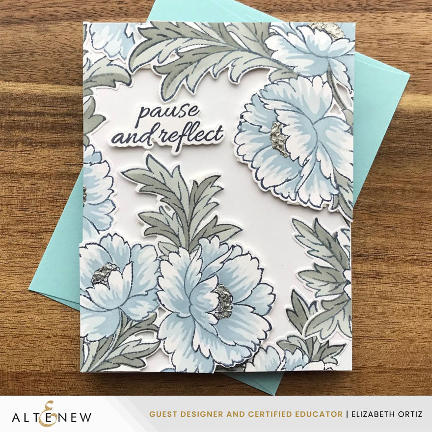 Altenew Build-A-Garden Scripted in Bloom Add-On Dies alt11236 blue flowers
