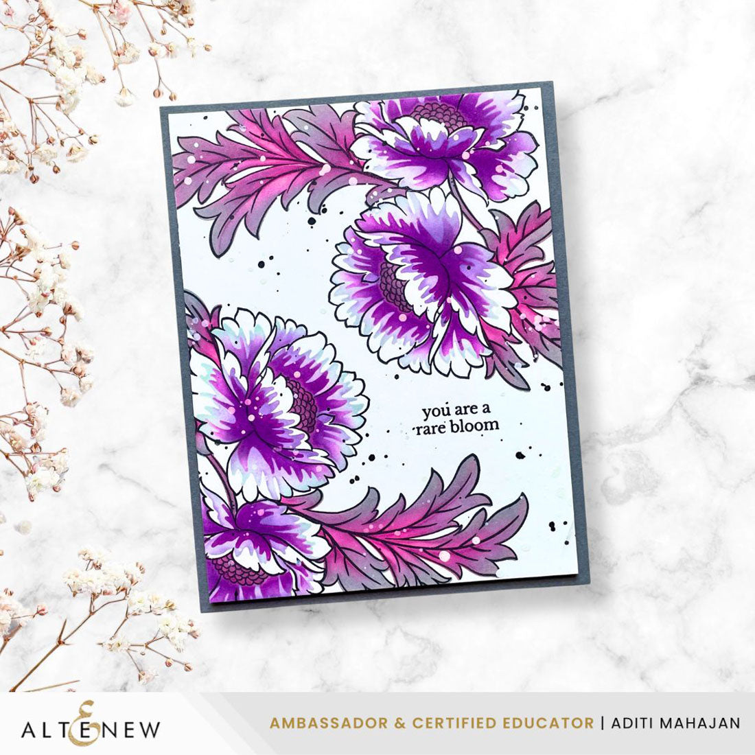 Altenew Build-A-Garden Scripted in Bloom and Add-on Die Set purple flowers