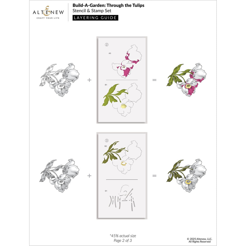Altenew Build-A-Garden Through the Tulips Set alt10770bn layering guide 2