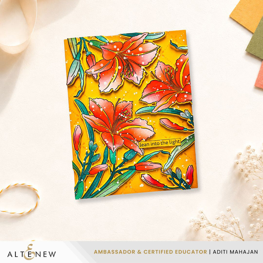 Altenew Build A Garden Leaning Lily Set alt11345bn orange flowers