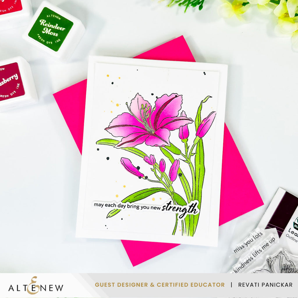 Altenew Build A Garden Leaning Lily Set alt11345bn pink flowers