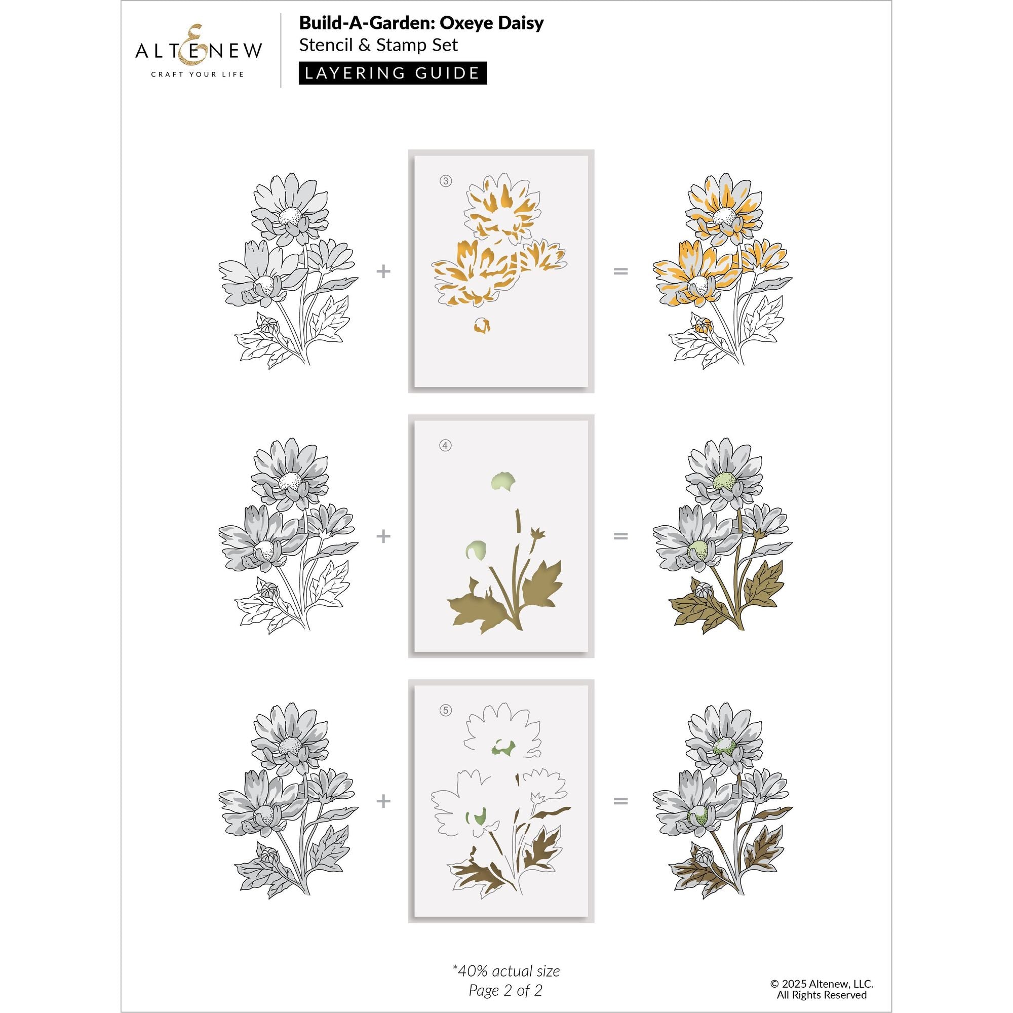 Altenew Build A Garden Oxeye Daisy Set alt10744bn layering guide 1