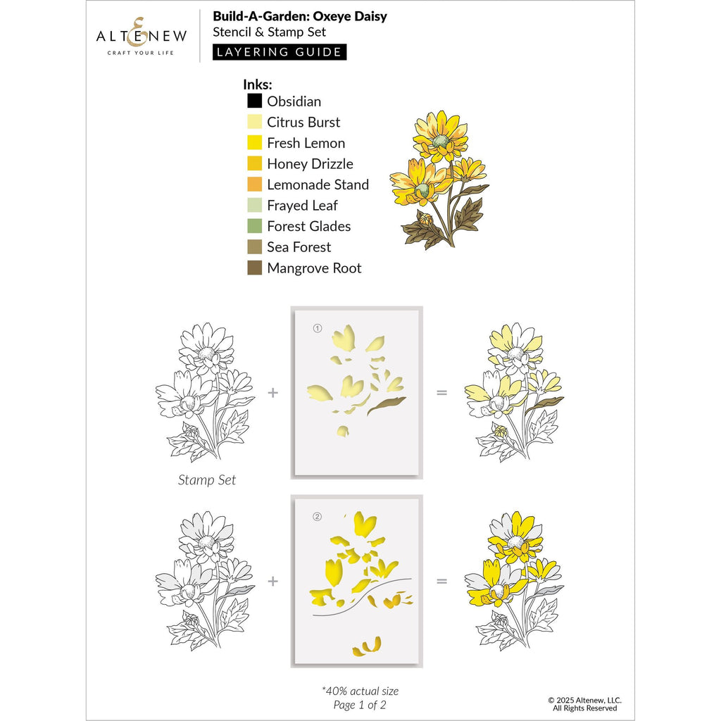 Altenew Build A Garden Oxeye Daisy Set alt10744bn layering guide 2