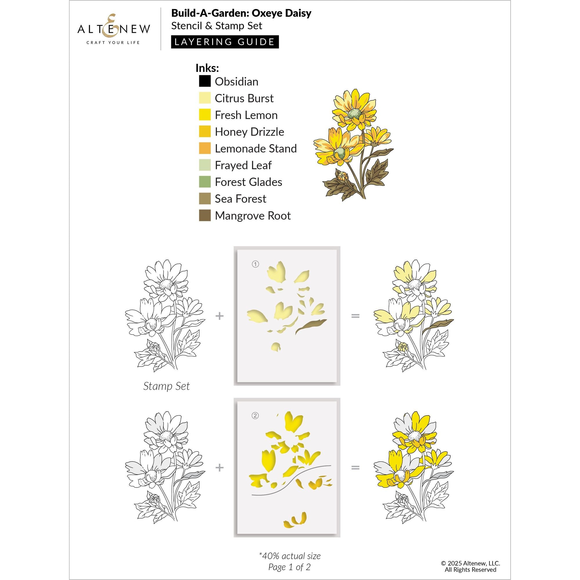 Altenew Build A Garden Oxeye Daisy Set alt10744bn layering guide 2