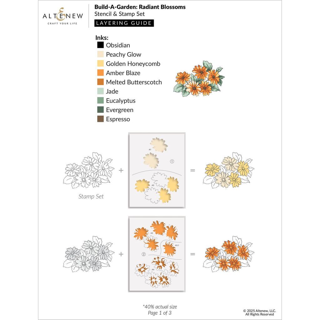Altenew Build A Garden Radiant Blossoms alt10858bn layering guide