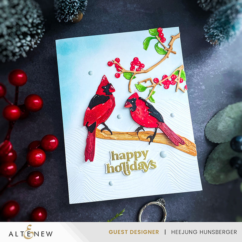 Altenew Cardinal Love Layering Dies alt10402 blue background